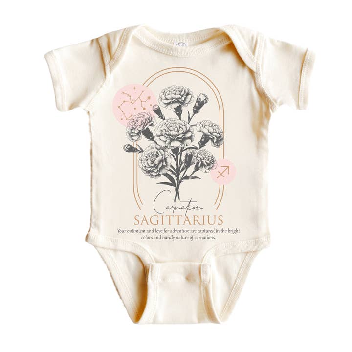 Sagittarius Floral Celestial - Baby Boy Girl Clothes Infant Bodysuit Funny Cute Newborn for wholesale by North Fork Forager LLC