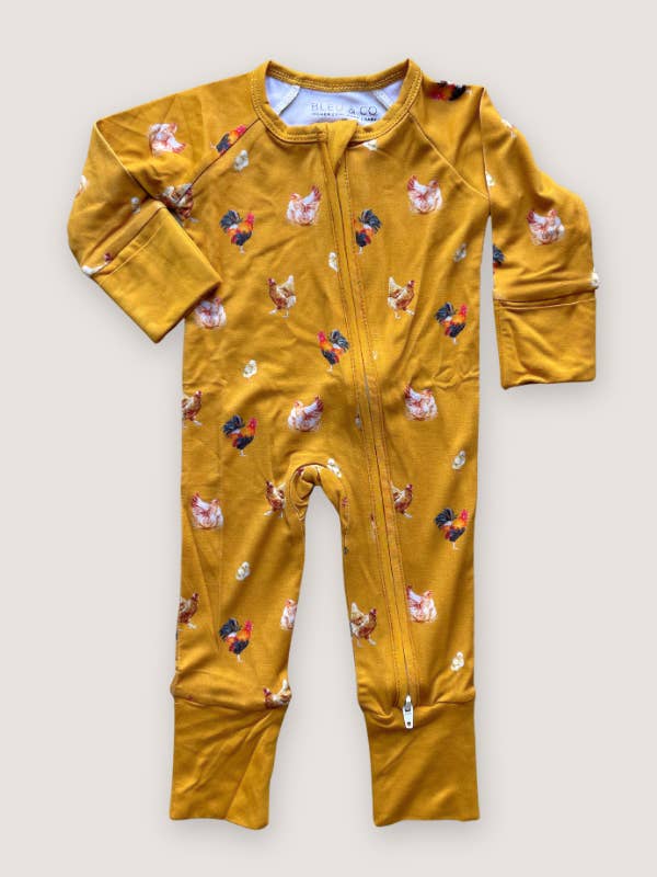 Bleu & Co - Wholesale Lounge Set - Kids - Convertible Two-Way Ruffled Zipper One Piece | Chickens1
