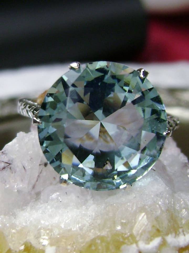 Simulated Aquamarine Solid Sterling Silver Ring 5ct Gem #D37 for wholesale by Silver Embrace Jewelry