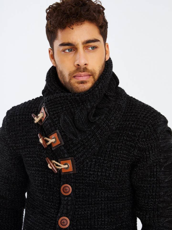 Leif Nelson GmbH - Wholesale Knit Sweater - Men's - Men's Knit Sweater Chunky Knit Shawl Collar LN-558530