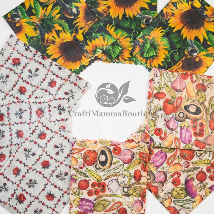 GreenLife Apothecary - Wholesale Food Storage Wrap/Bag - 1 Small Beeswax Food Wrap, Random Pattern, eco friendly2