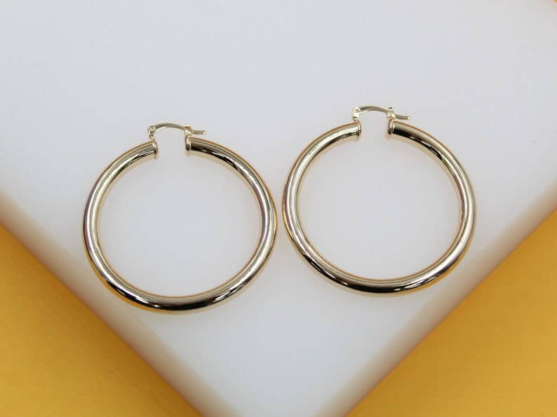 MIA Jewelry - Wholesale Hoop Earrings - 18K Gold Filled 5mm Thick Lever Back Hoop Earrings (J12)0