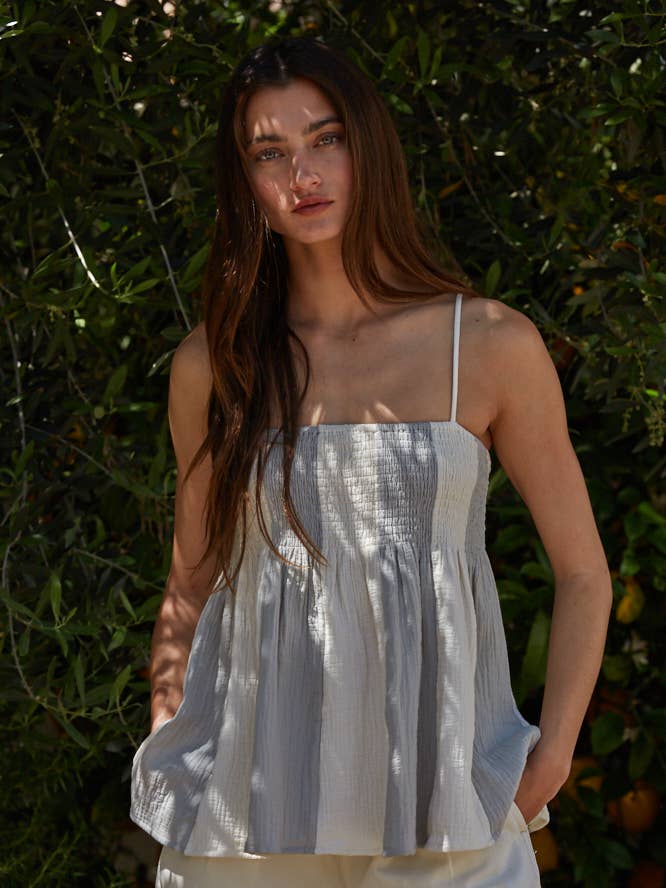 L7619 | Haut rayé en gaze de coton tissée pour la vente par By Together