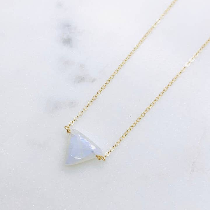 Juniper and Stone - Wholesale Pendant/Charm Necklace - Rainbow Moonstone Triangle Necklace1