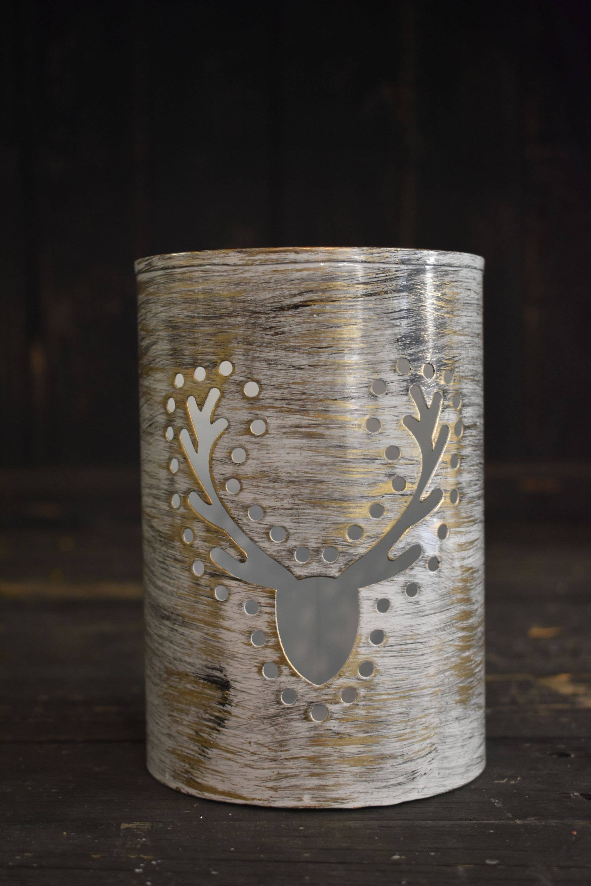 Wholesale Home Decor - Wholesale Decorative Jar - Deer Head Cutout Iron Container 4x6in2