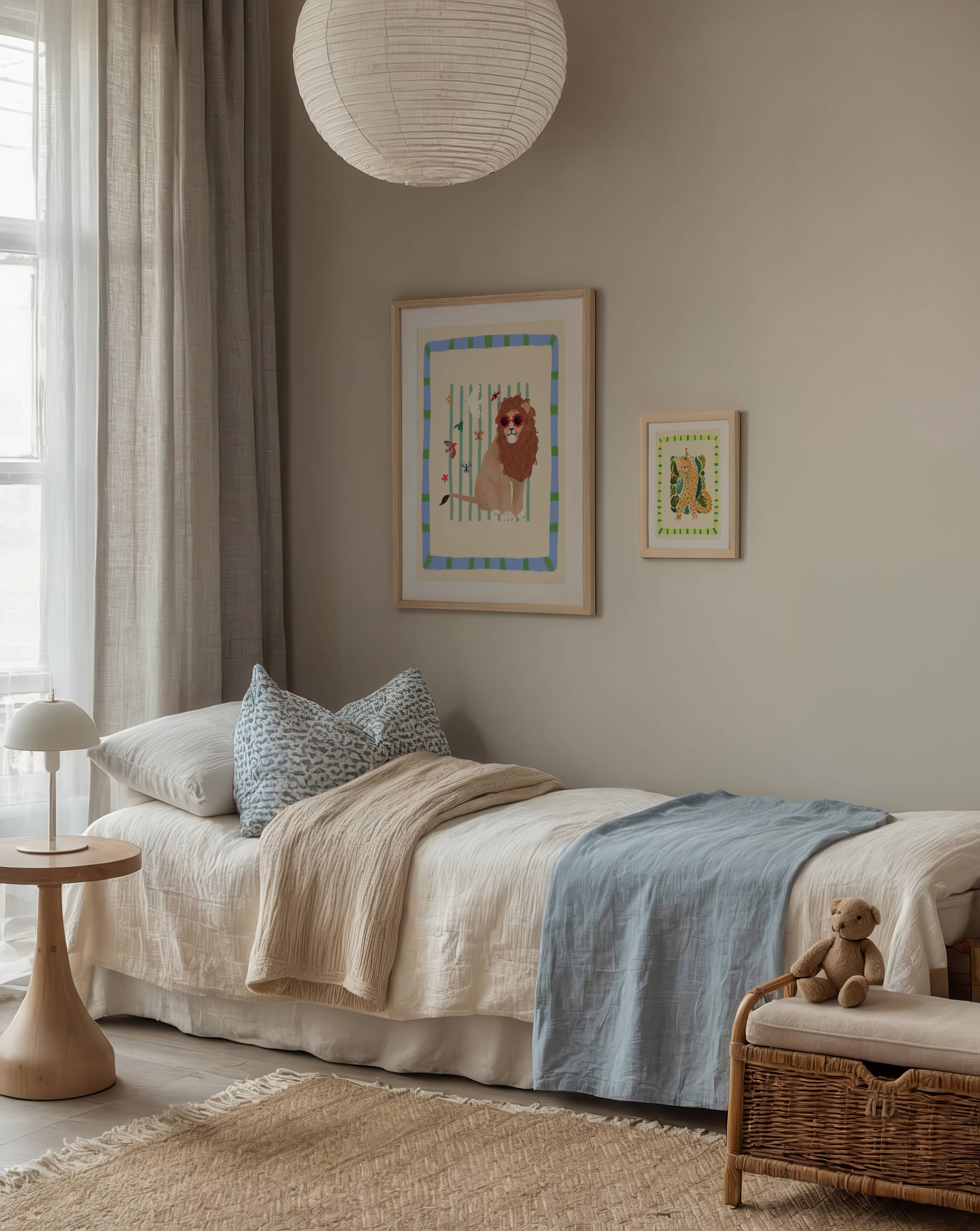 Kate Fox Design – wholesale Art print – Leo Lion , Kids Art Print, Colourful Art, Fun Art, Animal1