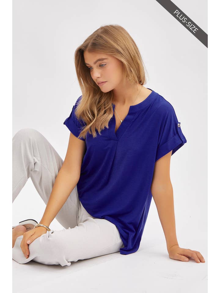 Dear Scarlett - Wholesale Tunic - Women's - PLUS SIZE Solid Soft Dolman Sleeve Top