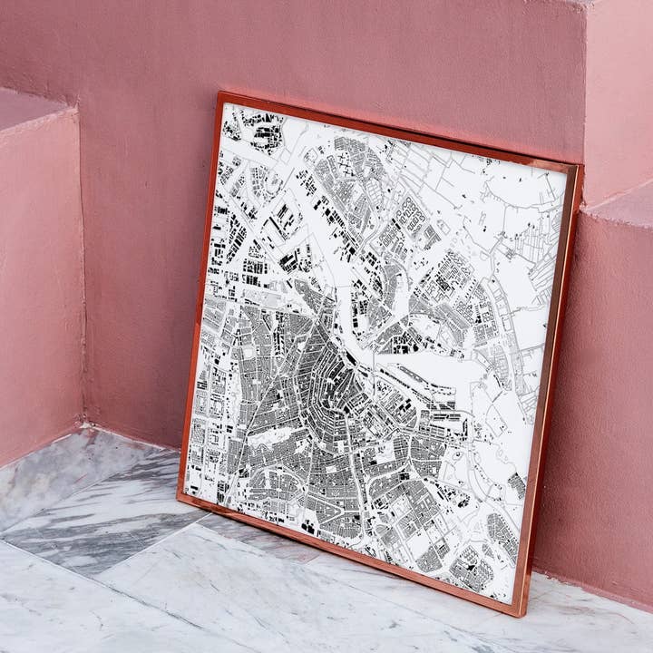 Amsterdam: Detailed Building Map, Premium White Canvas for wholesale by Nativah Chaya