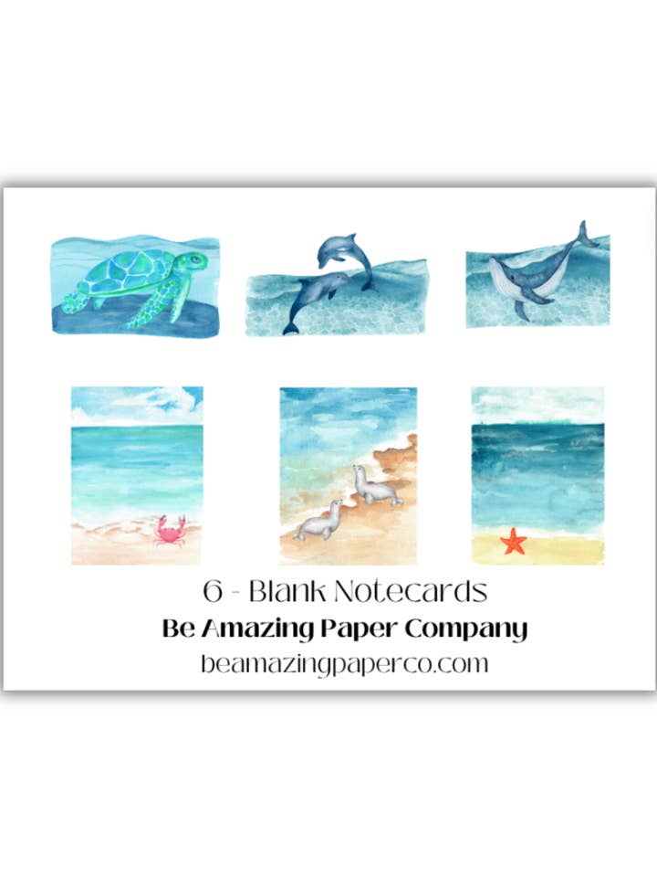 Beach Animals Notecards for wholesale by Be Amazing Paper Company