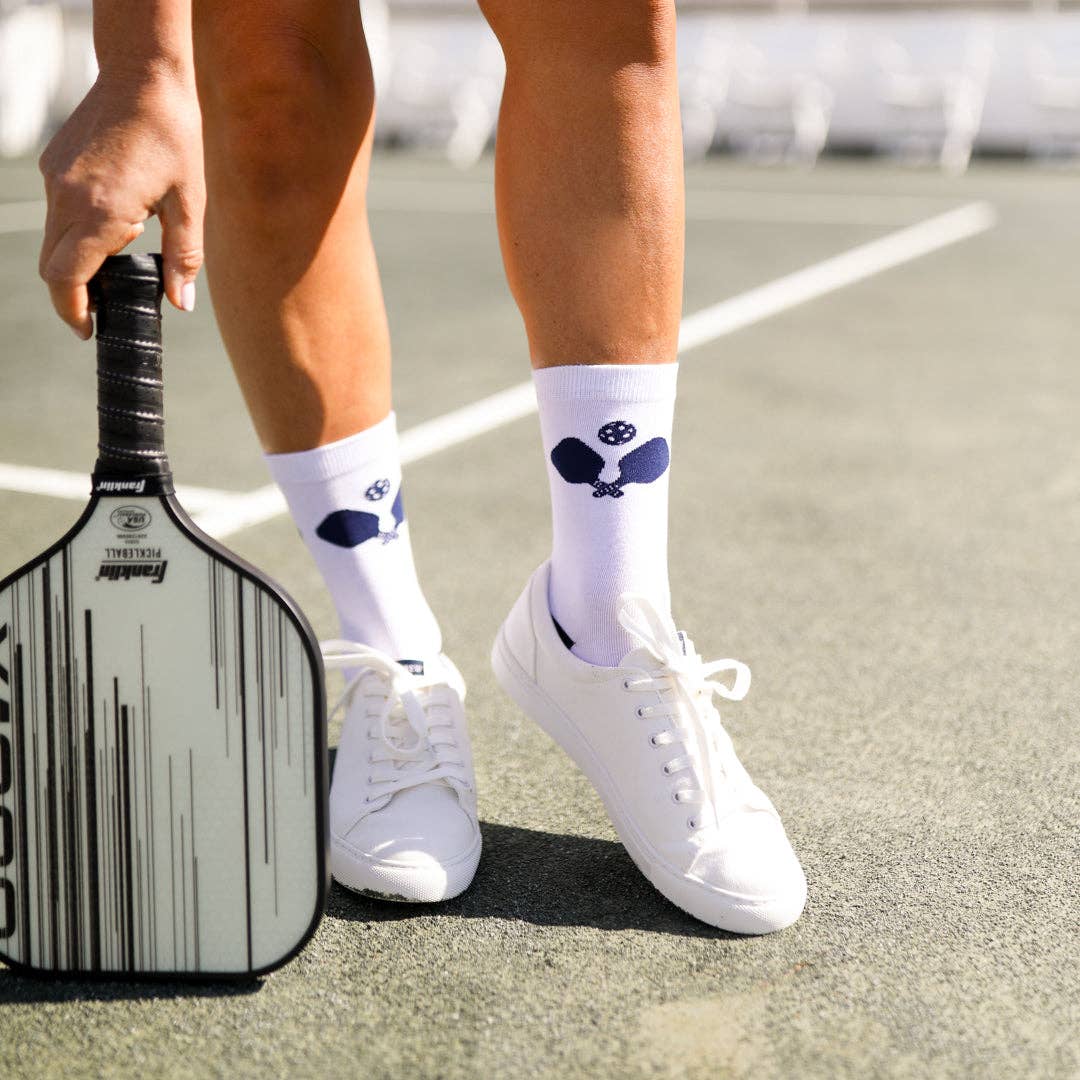 Crossed Paddles White Crew Socks for wholesale on Faire1