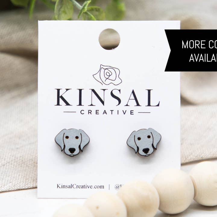 Weimaraner Hund Øreringe i Træ for engroshandel hos Kinsal Creative