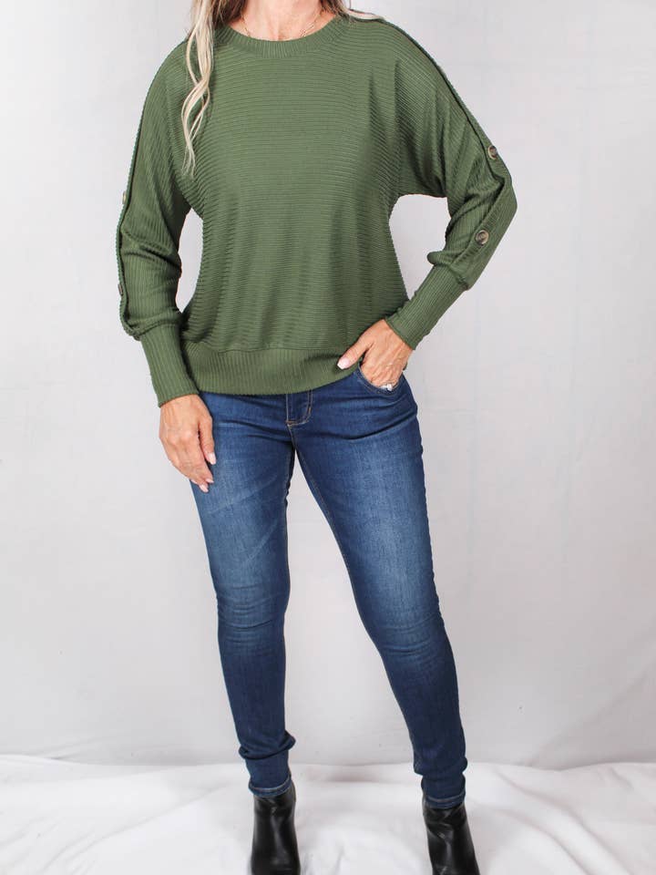 GS00692-T - Thyme Dolman Sleeve Rib A1467 for wholesale by K & C Clothing, Inc.