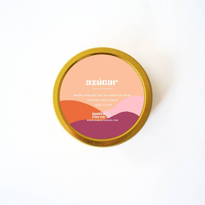 Bonita Fierce Candles - Wholesale Travel Candles - Azúcar Candle Tin | Cinnamon, Sugar, Vanilla1