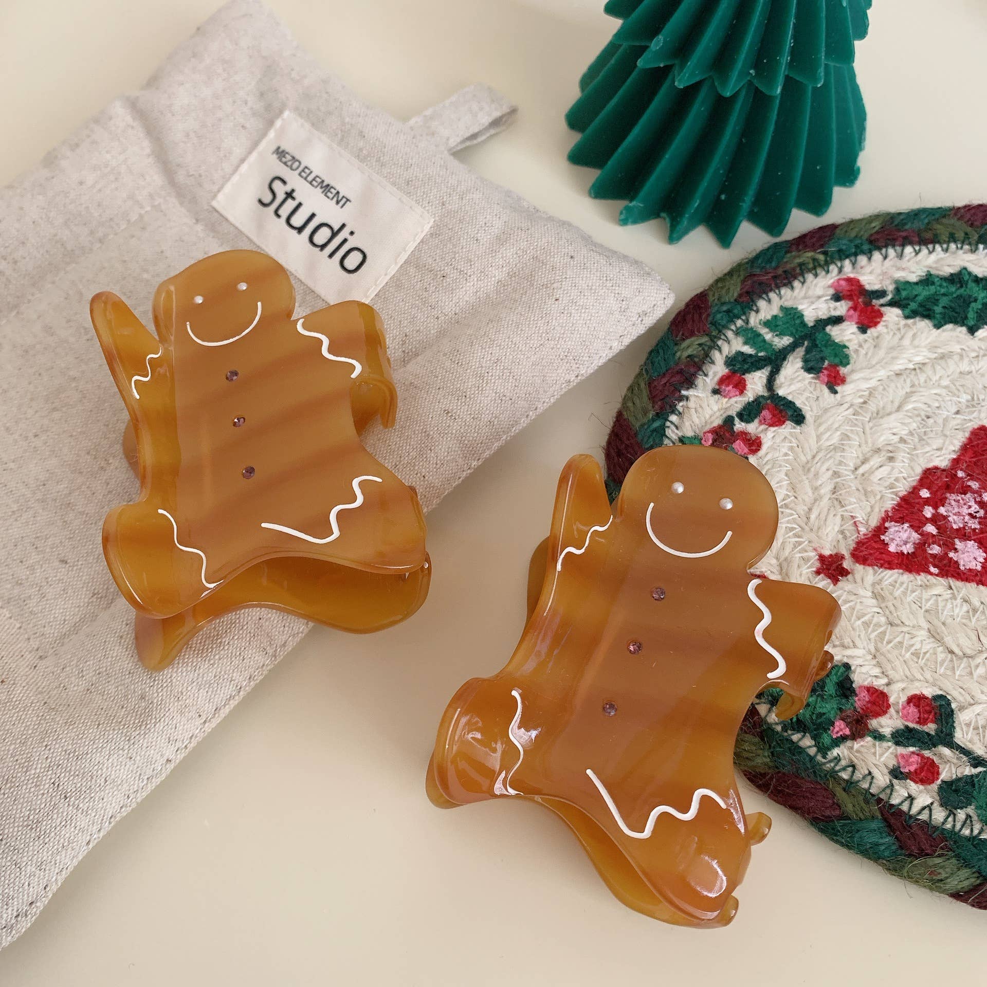 GingerbreadMan Christmas Gingerbread Man Acetate Hair Claw Accessory for wholesale on Faire5