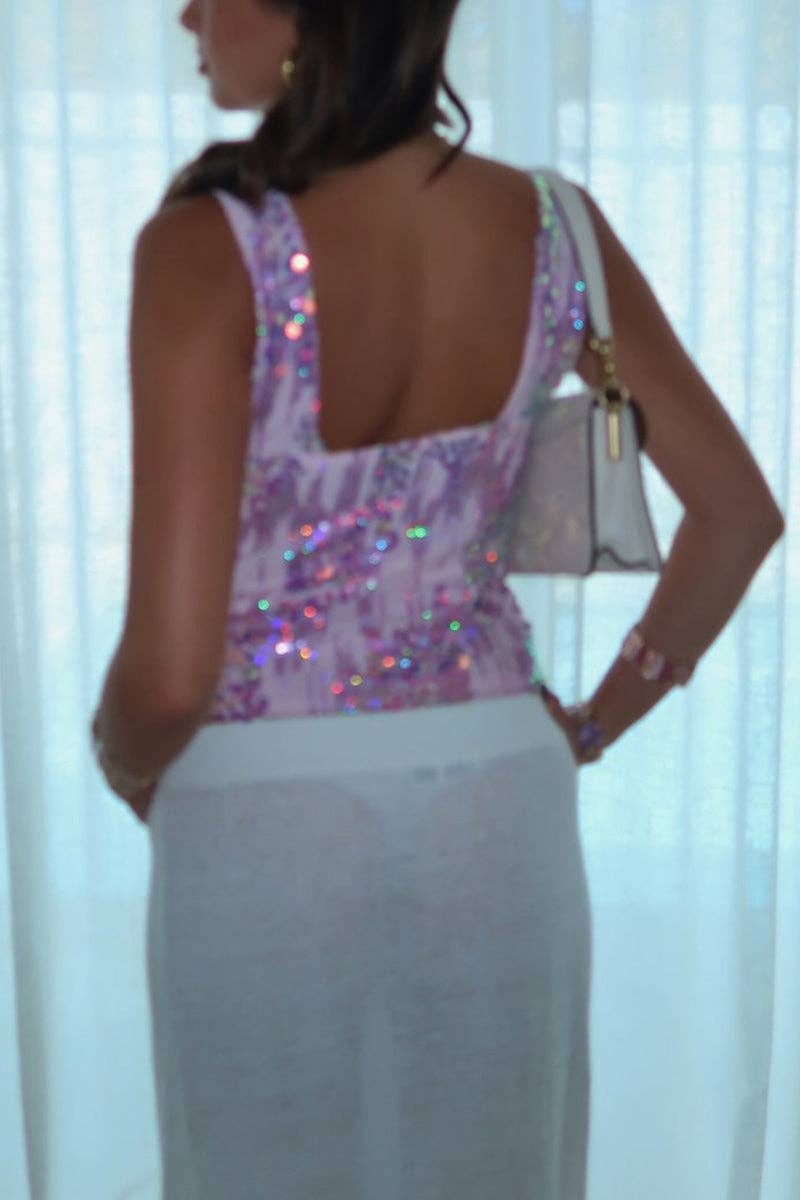 Mccolin - Vente Chemisier – femme - Débardeur à col en V à sequins4