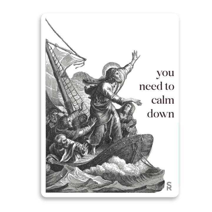Sock Religious - Wholesale Sticker - You Need to Calm Down - Jesus Calms the Storm Sticker0