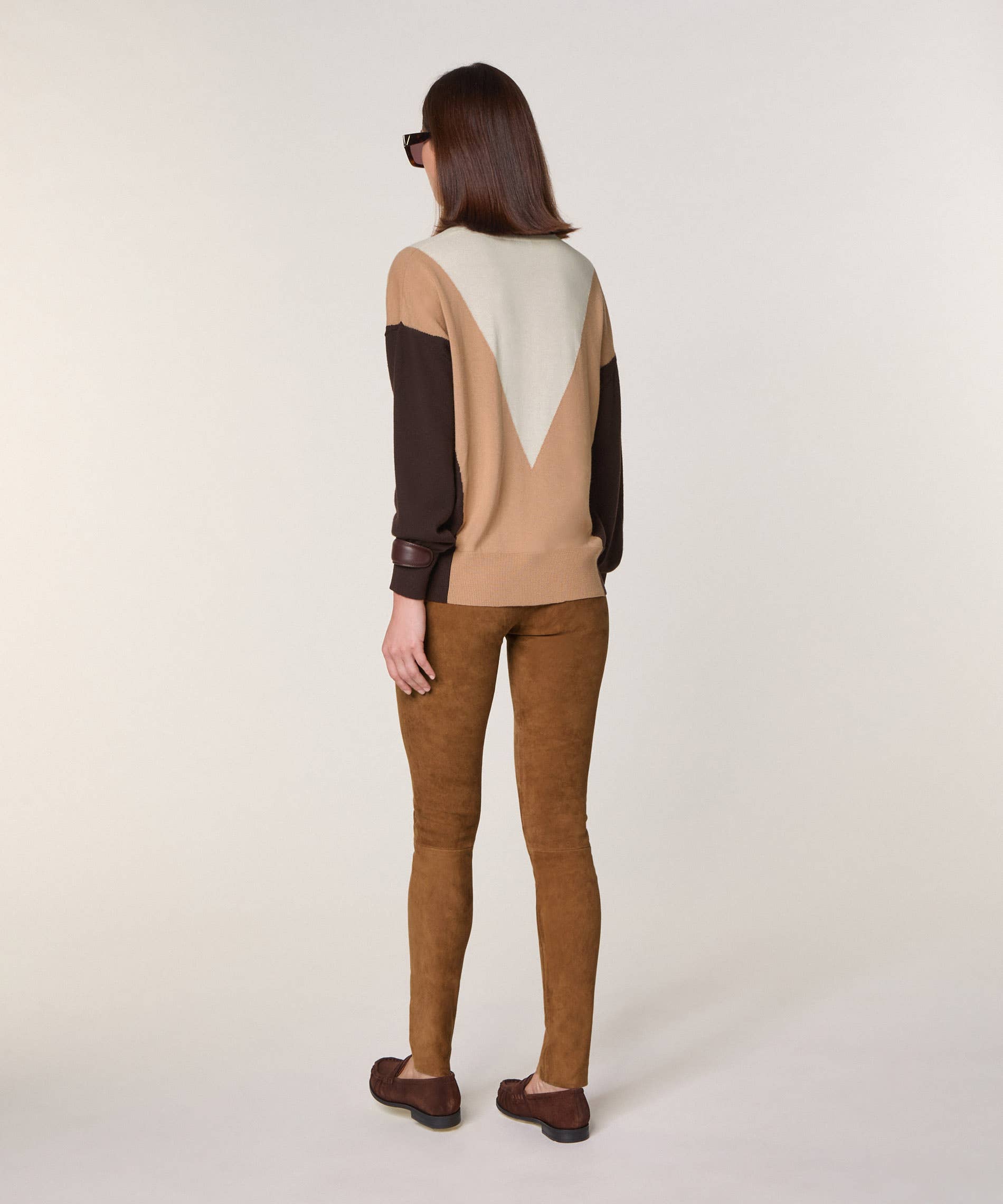 coffee brown Merino wool intarsia sweater for wholesale on Faire2