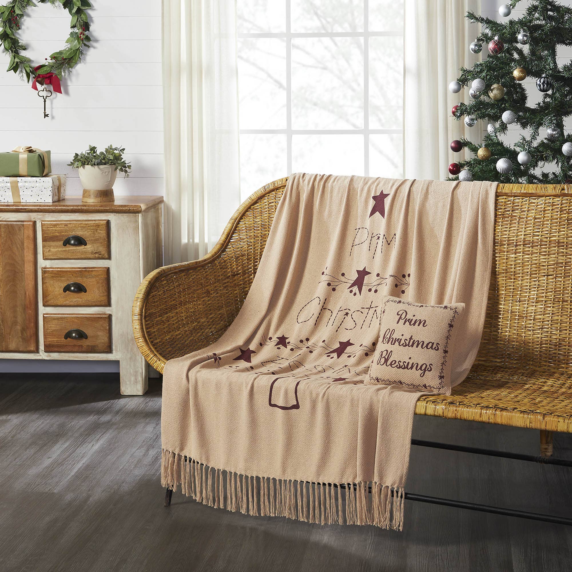 VHC Brands - Wholesale Throw Blanket - Gable Prim Christmas Blessings Woven Throw 50x607
