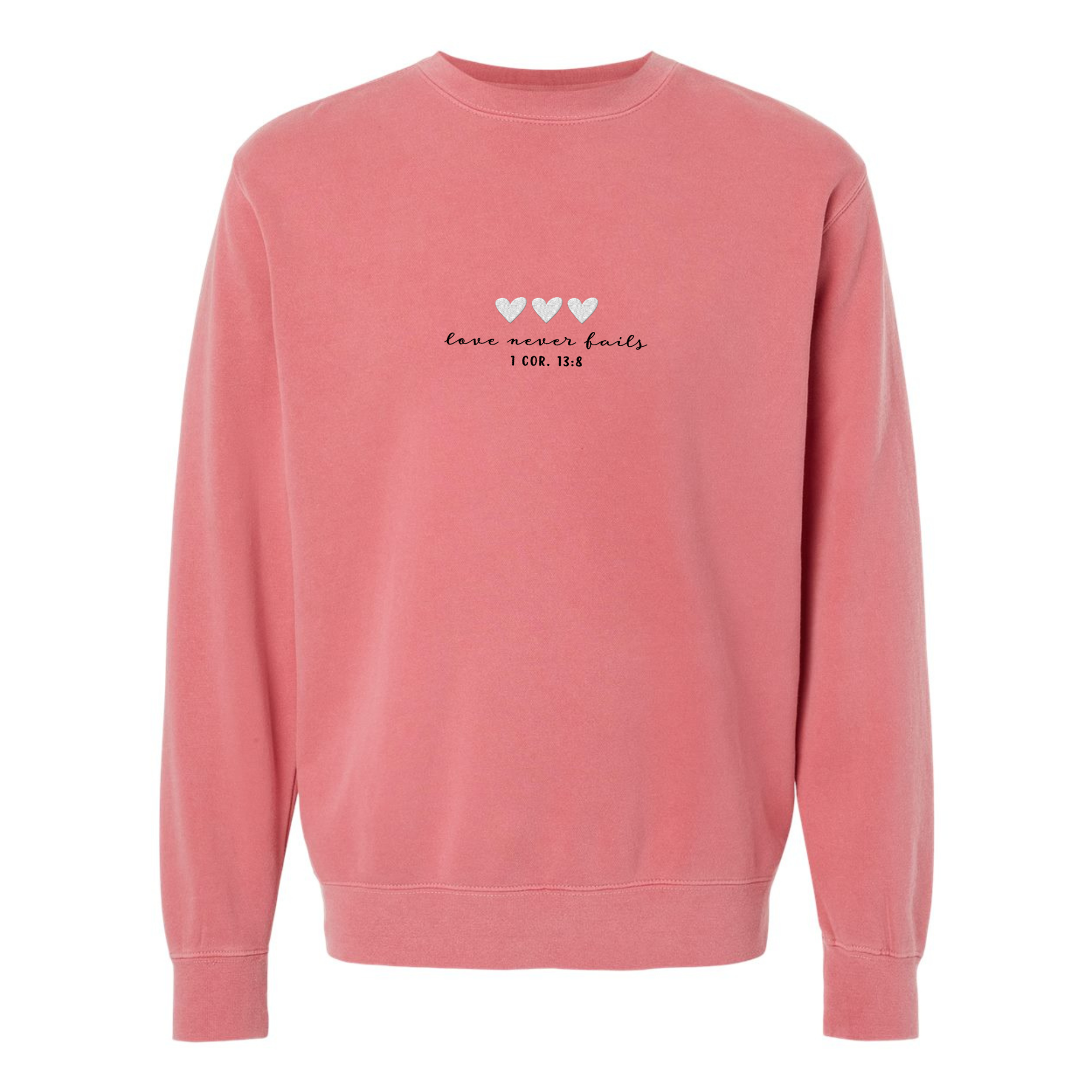 Scripted Pearl - Vente Sweat-shirt à imprimés – femme - Sweat-shirt Love Never Fails avec cœur brodé pour la Saint-Valentin1
