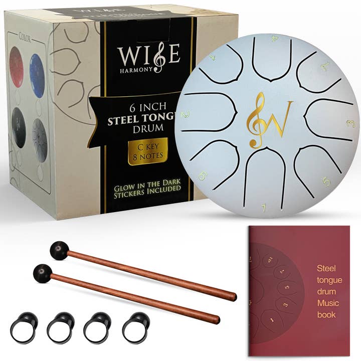 Wise Harmony LLC - Wholesale Musical Instrument - 6-Inch 8-Notes Steel Tongue Relaxing Meditation Rain Drum