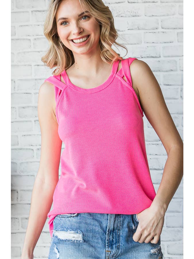 7th Ray - Venta al por mayor Camiseta sin mangas - Mujer - Top de Tirantes con Detalle de Correa en el Hombro de Punto Térmico T239520