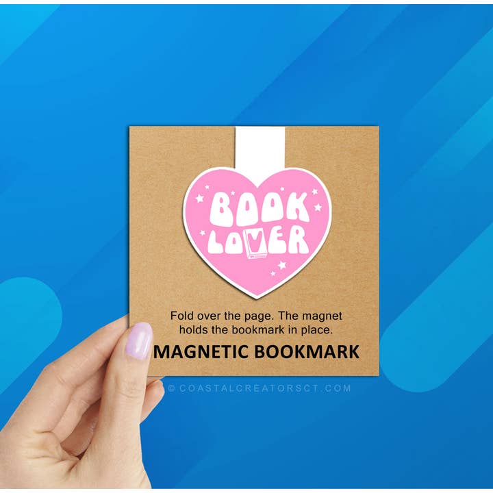 Book Lover Pink/Blue Reversible Magnetic Bookmark (Packaged) for wholesale by Coastal Creators of Connecticut