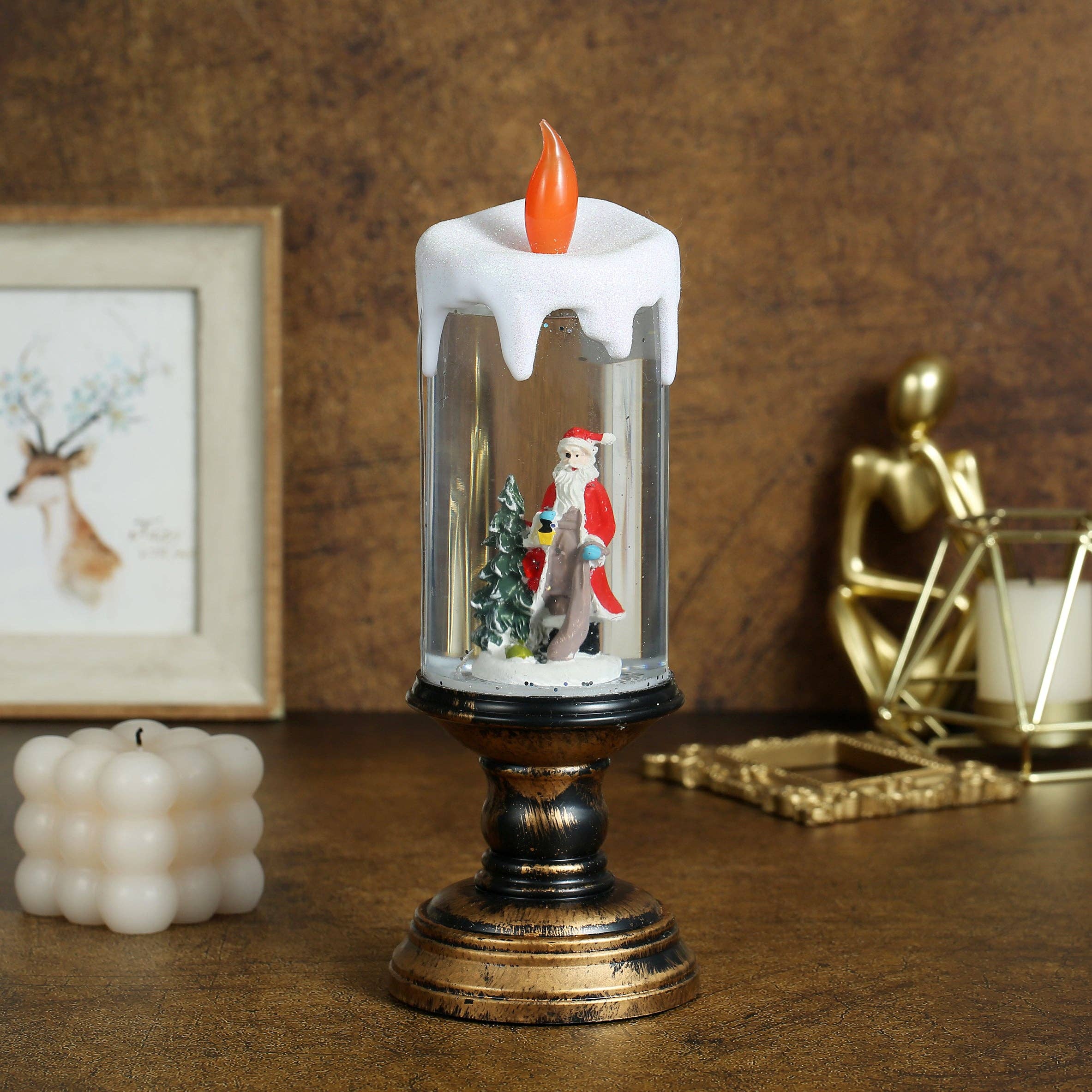 SINT - Wholesale Christmas Decoration - SINT Christmas Musical Snow Globe Candlestick Lantern6