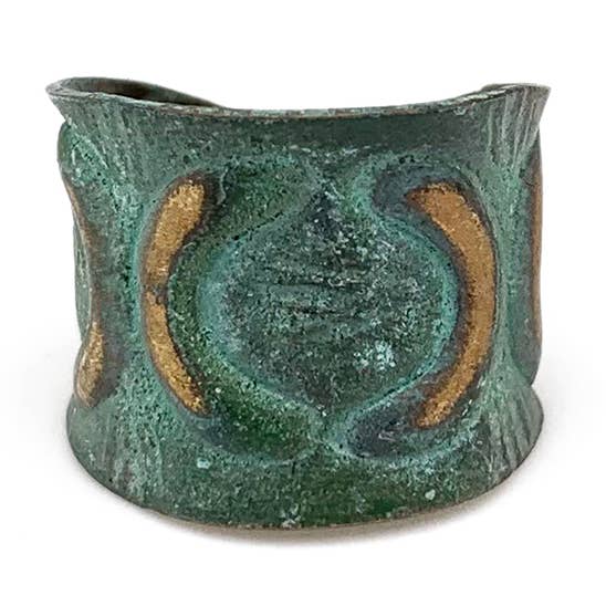 Anello in ottone patinato - Turchese con mezzelune specchiate per la vendita all'ingrosso da parte di Anju Jewelry