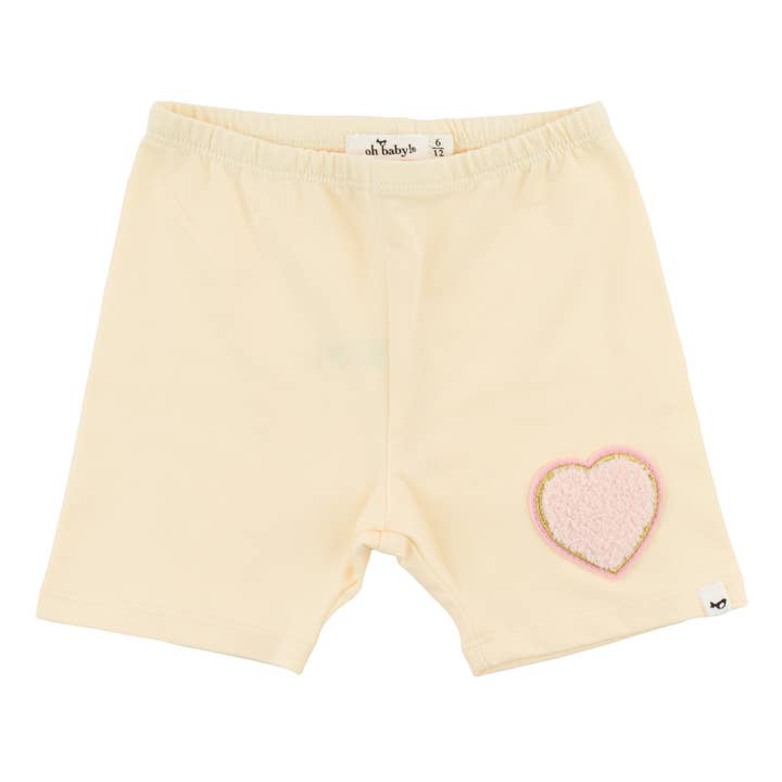 åh skat! Jersey Biker Shorts - Hjerte Patch - Smør for engroshandel hos oh baby!