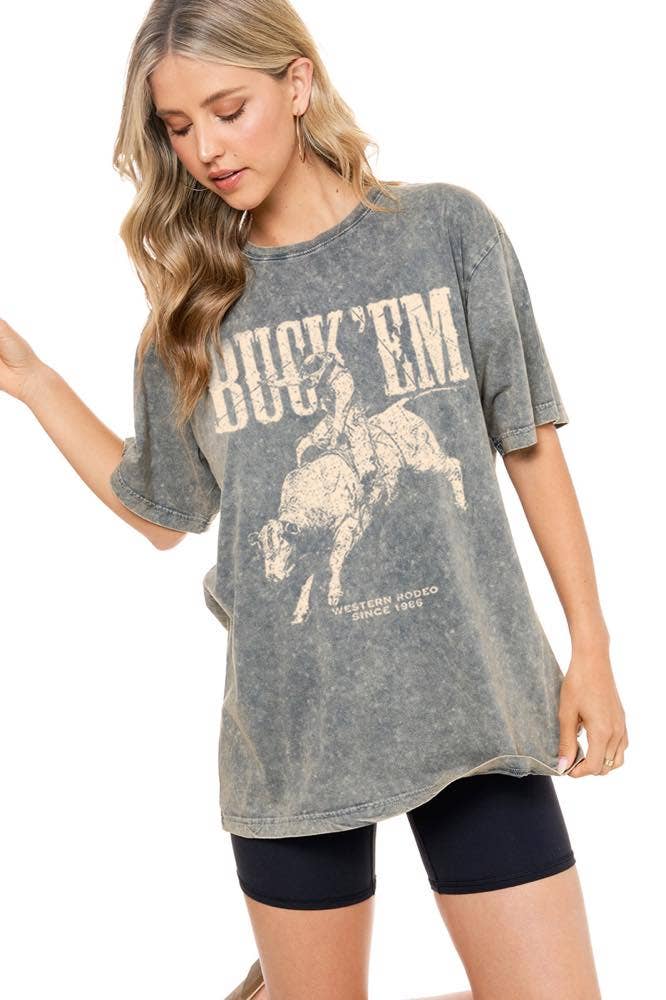 Zutter - Wholesale Screen Printed T-Shirt - Women's - Buck 'Em Graphic S/S Washed Boyfriend Fit Tee4
