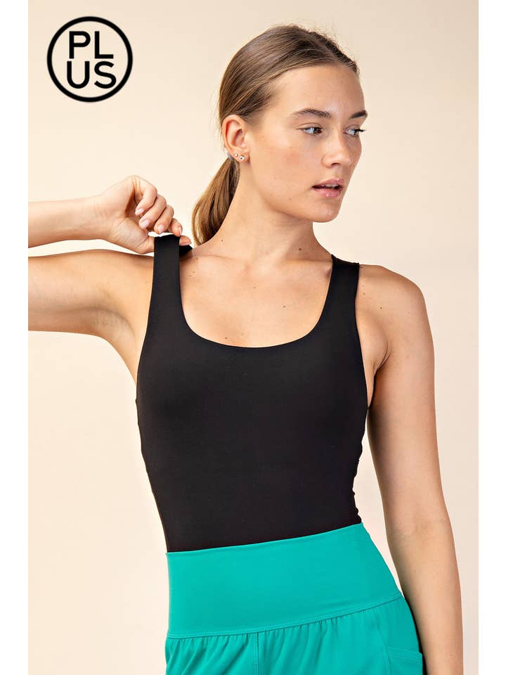 Rae Mode - Wholesale Bodysuit - Women's - PLUS SIZE RECYCLED BUTTER SLEEVELESS BODYSUIT