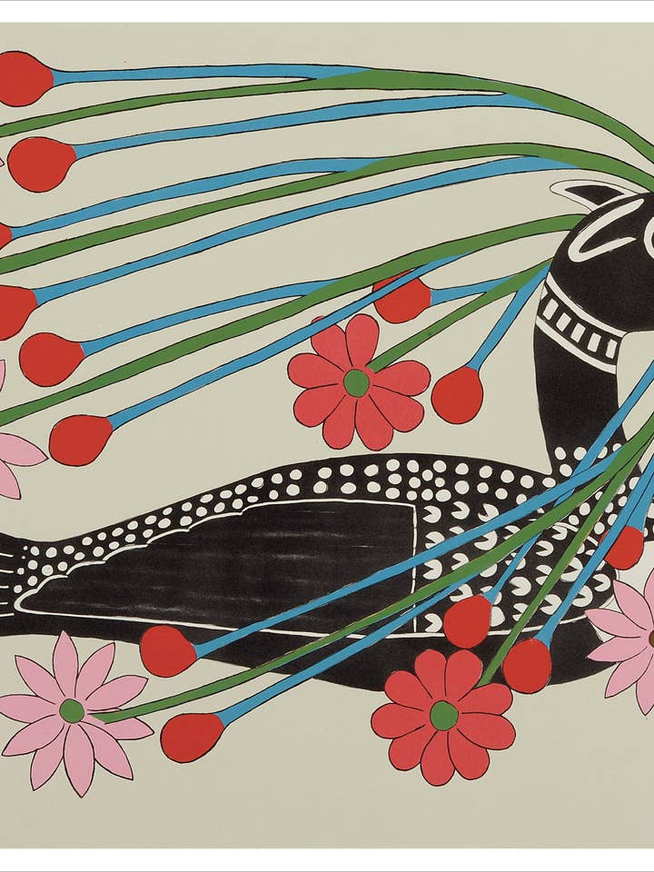 Kenojuak Ashevak: Courting Loon Birthday Card for wholesale by Pomegranate