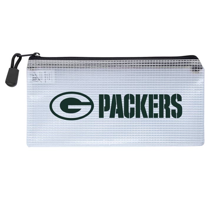 NFL Green Bay Packers Clear Zippered Pencil Bag for wholesale by Mojo Licensing