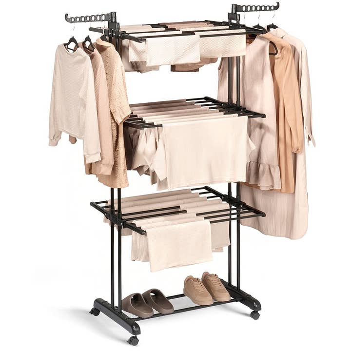 Droogrek Metaal Zwart Verticaal op Wielen 125x170 cm voor wholesale door Vilde