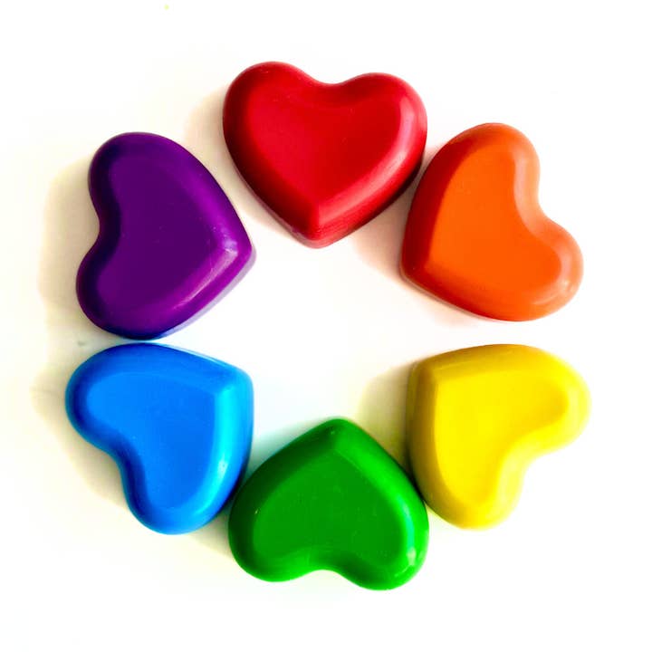 Rainbow Heart Crayons, Kids Art Supplies for wholesale by Wonder Hue Crayon Co.