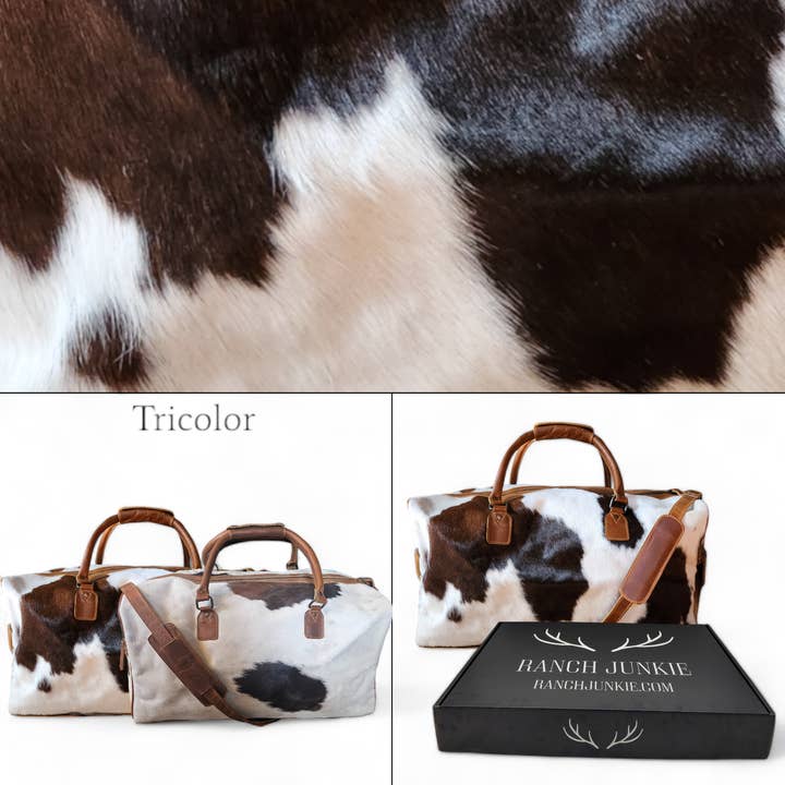 Ranch Junkie - Wholesale Weekender Bag - Women's - Large Genuine Cowhide Weekender Duffel Black Highlands Duffel3