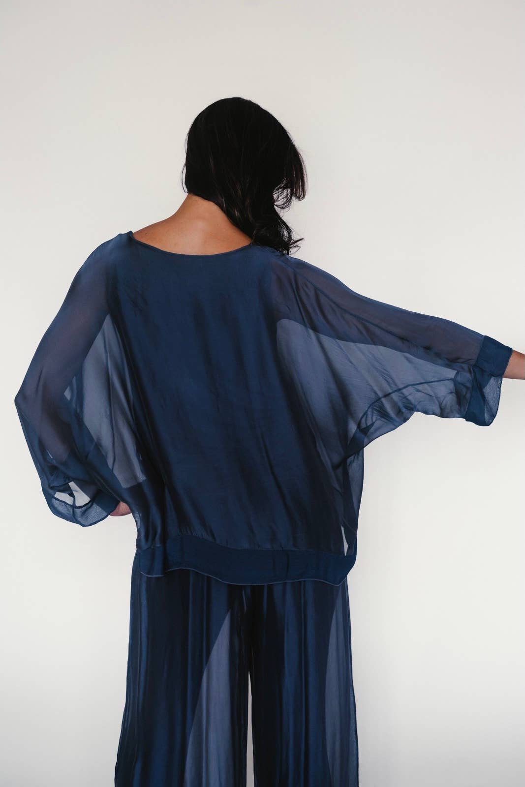 Dance in Paris - Wholesale Blouse - Women's - Silk Top - Round Neck with a Crepe Trim Finish5