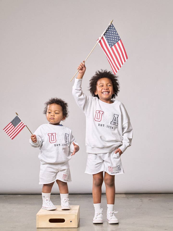 Little Bipsy - Wholesale Sweatshirt - Kids - USA Lightweight Crewneck - Heather Grey