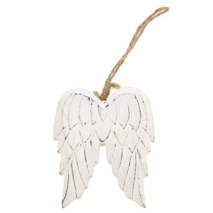 Heaven Sends – wholesale Ornament – SML HANGING CARVED WOODEN ANGEL WINGS