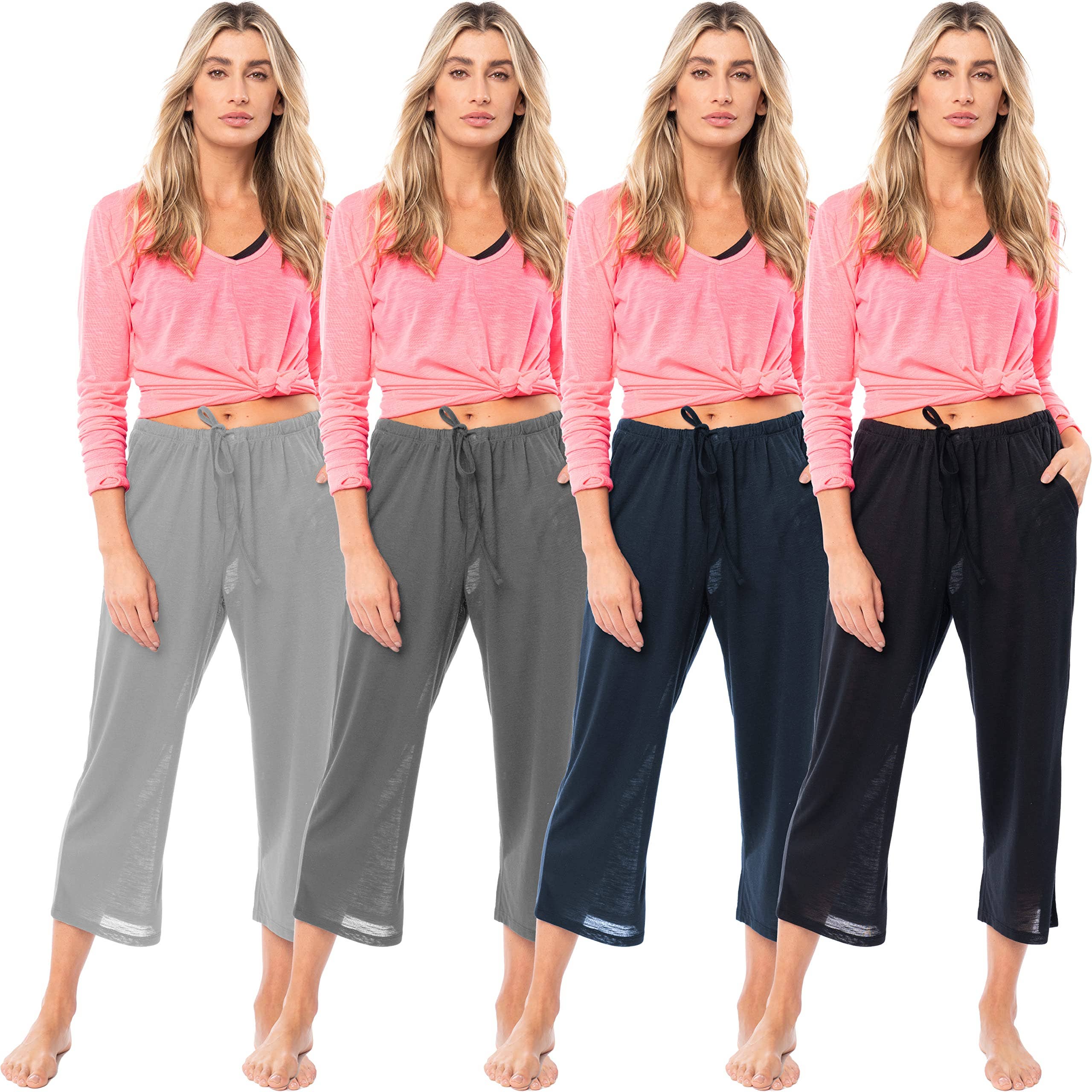 I-Wear Brands - Wholesale Lounge Sweatpants/Joggers - Women's - 4 Pack Women's Casual Poly-Slub Capri-Length Lounge Pants1