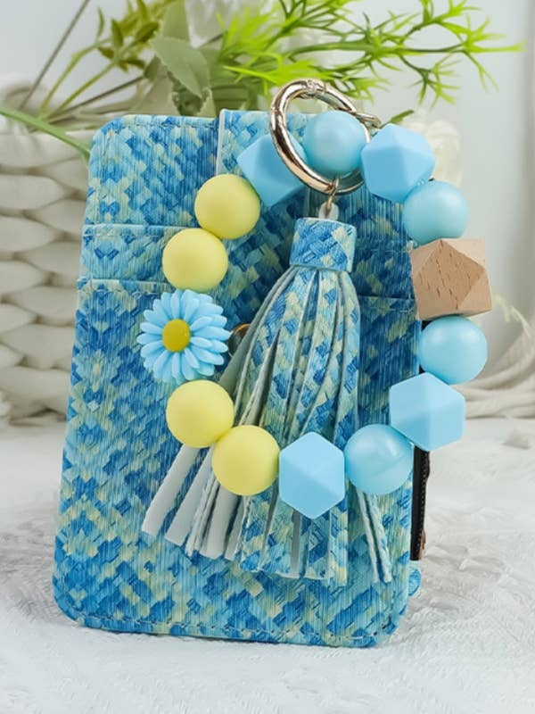 SLEUTELHANGER MET KAARTHOUDER EN ARMBAND VAN MASSIEF SILICONEN KRALEN voor wholesale door DESHENG ENTERPRISE