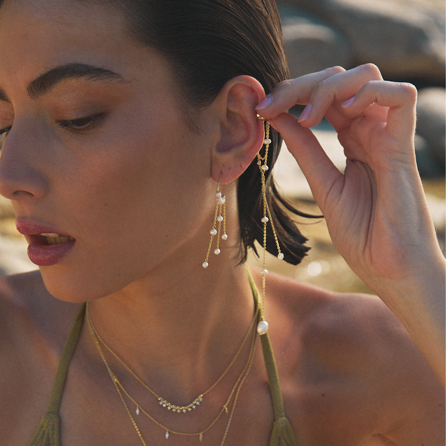 EarCandy Jewelry - Wholesale Cuff/Wrap Earrings - EAR CUFF PEARL-CASCADE2