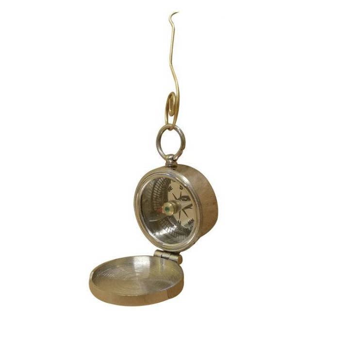 Hampton Ironworks - Vente Objets de décoration - Boussole décorative chromée avec couvercle ornement de Noël 4"