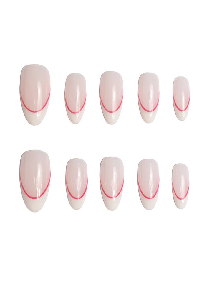 Barbie Pink and White French Tip Nails for wholesale by Claws Instant Nails LLC