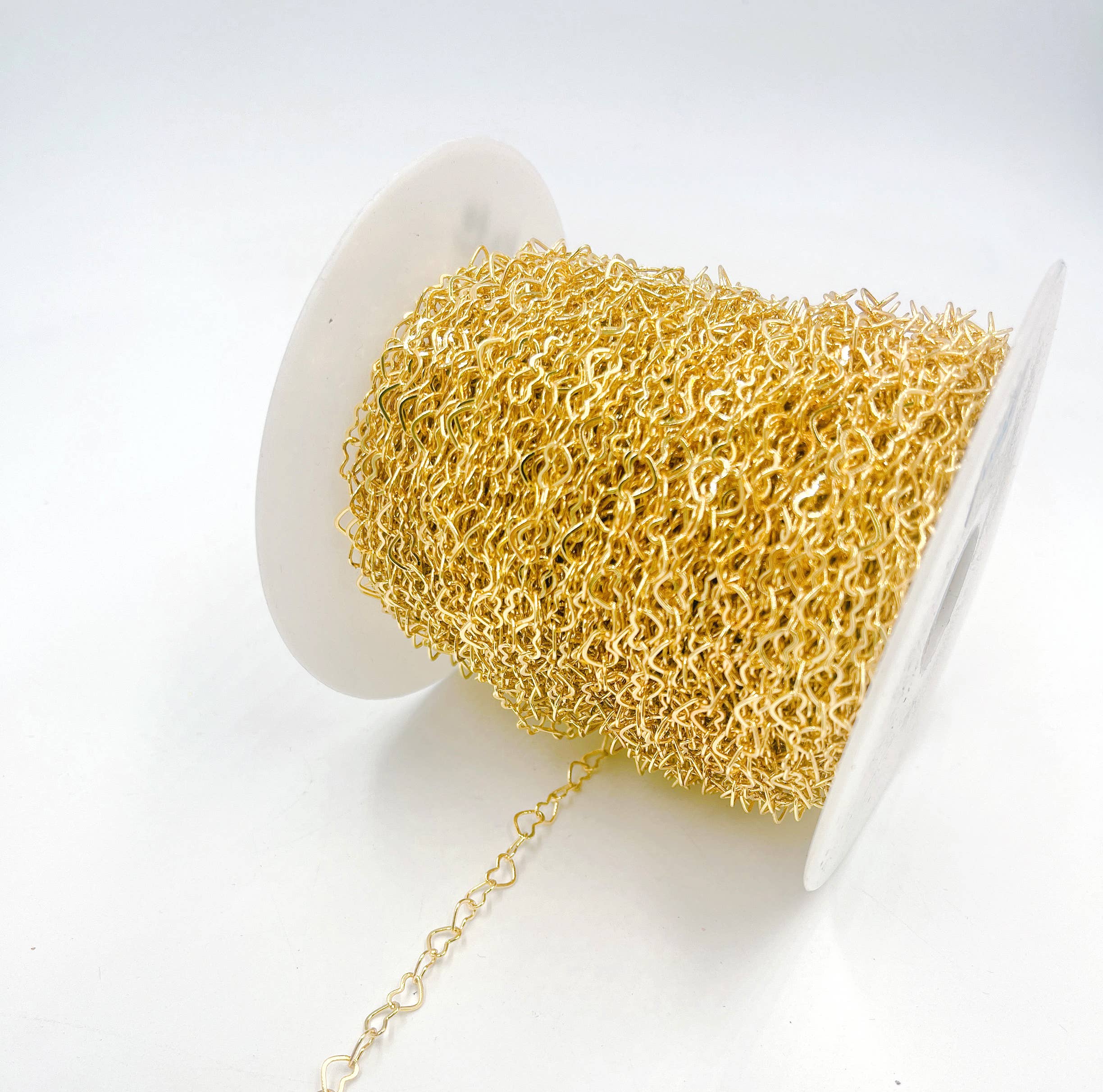 Beads Creation - Wholesale Craft supplies - Heart Charm Gold Chain by Foot, DIY Jewelry Making CH2338