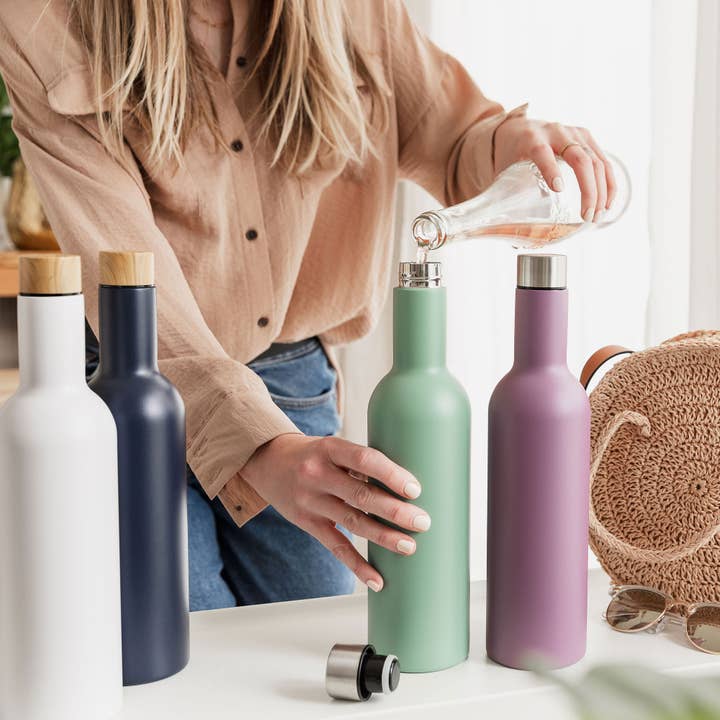 UBERSTAR - Wholesale Wine Tote - Double Wall Insulated Travel Wine Bottle - 750ml (25oz)