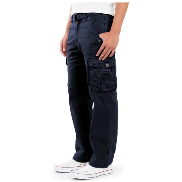 Galaxy By Harvic - Wholesale Pants - Men's - Blu Rock Men's Cotton Cargo Belted Utility Pants