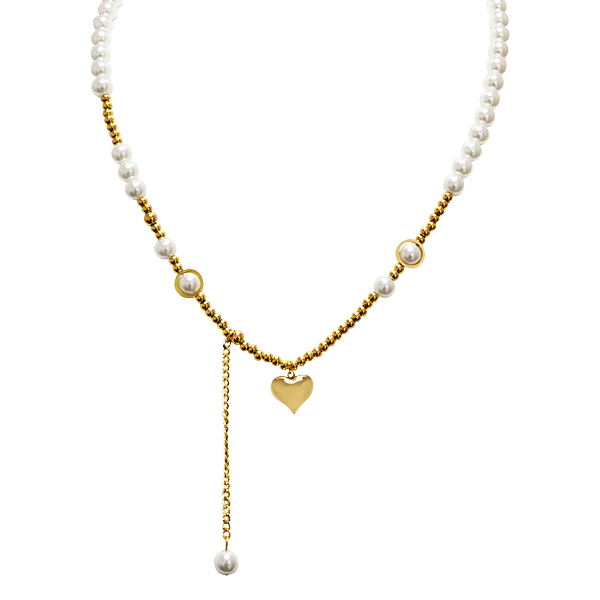 AMORINO SRL - Venta al por mayor Collares de cuentas/perlas - Collar de perlas y cuentas con corazón y borla - XX25012025C92