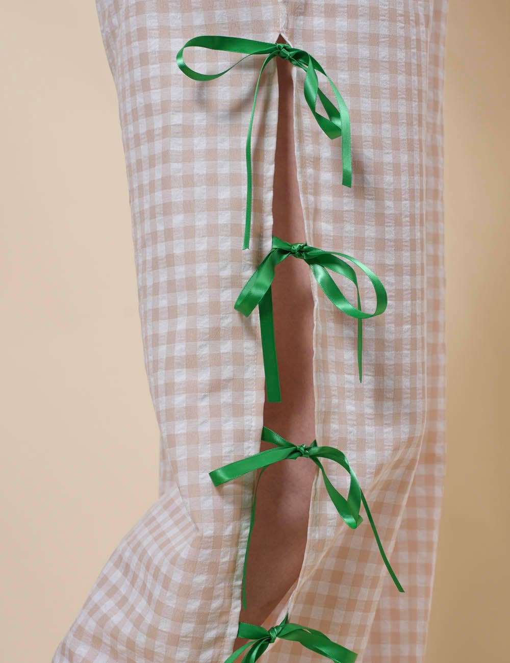 Sweetkama – Großhandel Hose – Damen – Damen Karierte Hose mit Seitenschlitz und Schleife SKP410946