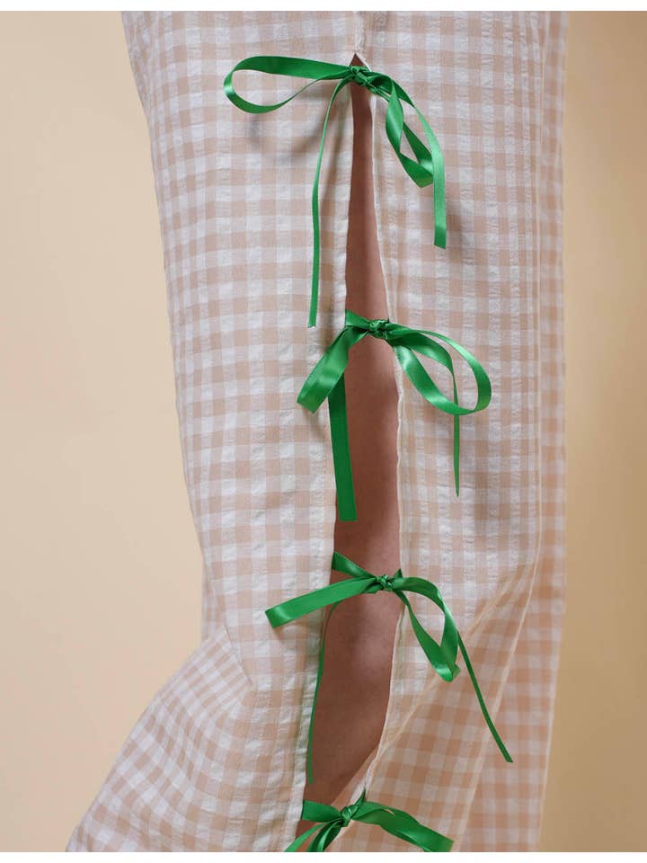 Sweetkama – Großhandel Hose – Damen – Damen Karierte Hose mit Seitenschlitz und Schleife SKP410946